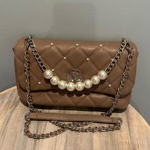 Badgley Mischka Vegan Leather Pearl Accents ladies purse/crossbody